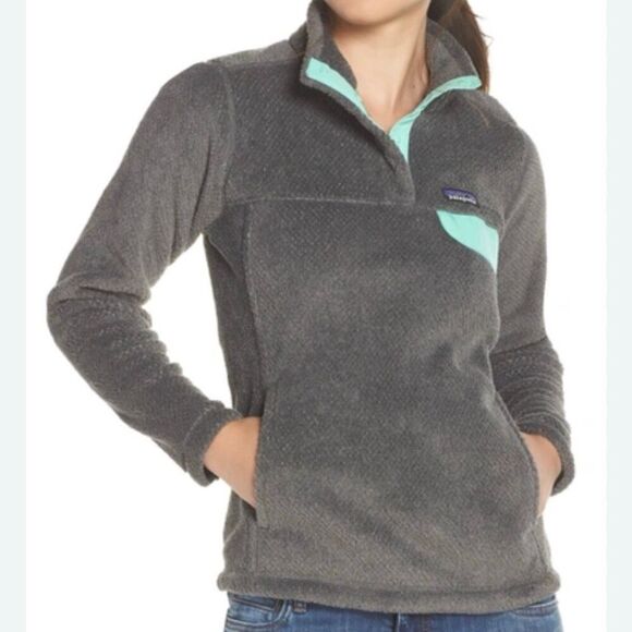 PATAGONIA | Women's Lightweight Synchilla® Snap-T® Pullover Gray Mint | Size XL - Picture 1 of 10